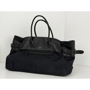 The Row Black Margaux 17 Inside-Out Tote Bag in Canvas and Leather
